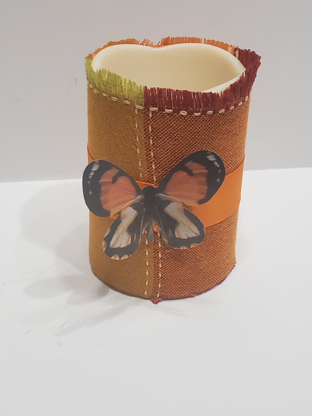 Decorative Orange Butterfly Candle Holder